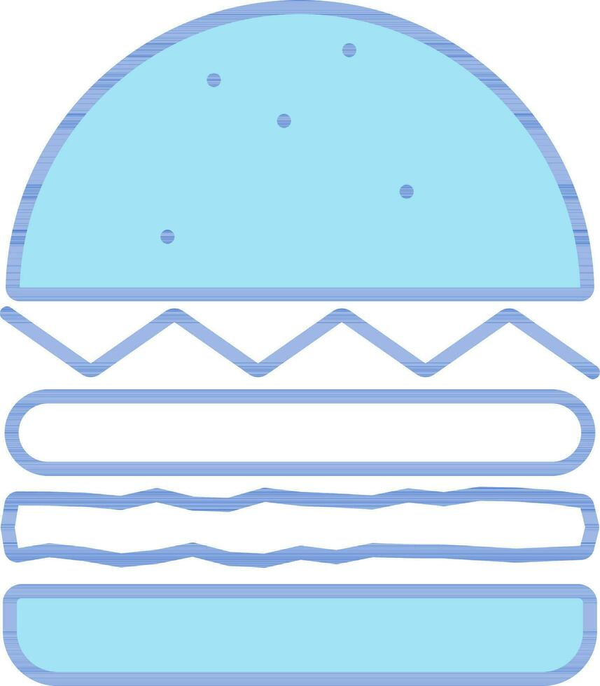 Cheese Burger Icon In Blue And White Color. vector
