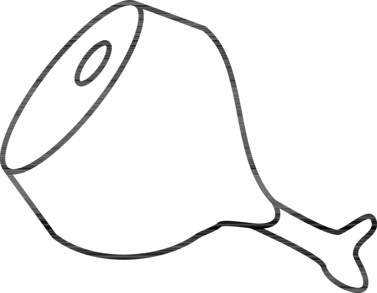 Half Leg Chicken Icon Or Symbol In Line Art. vector