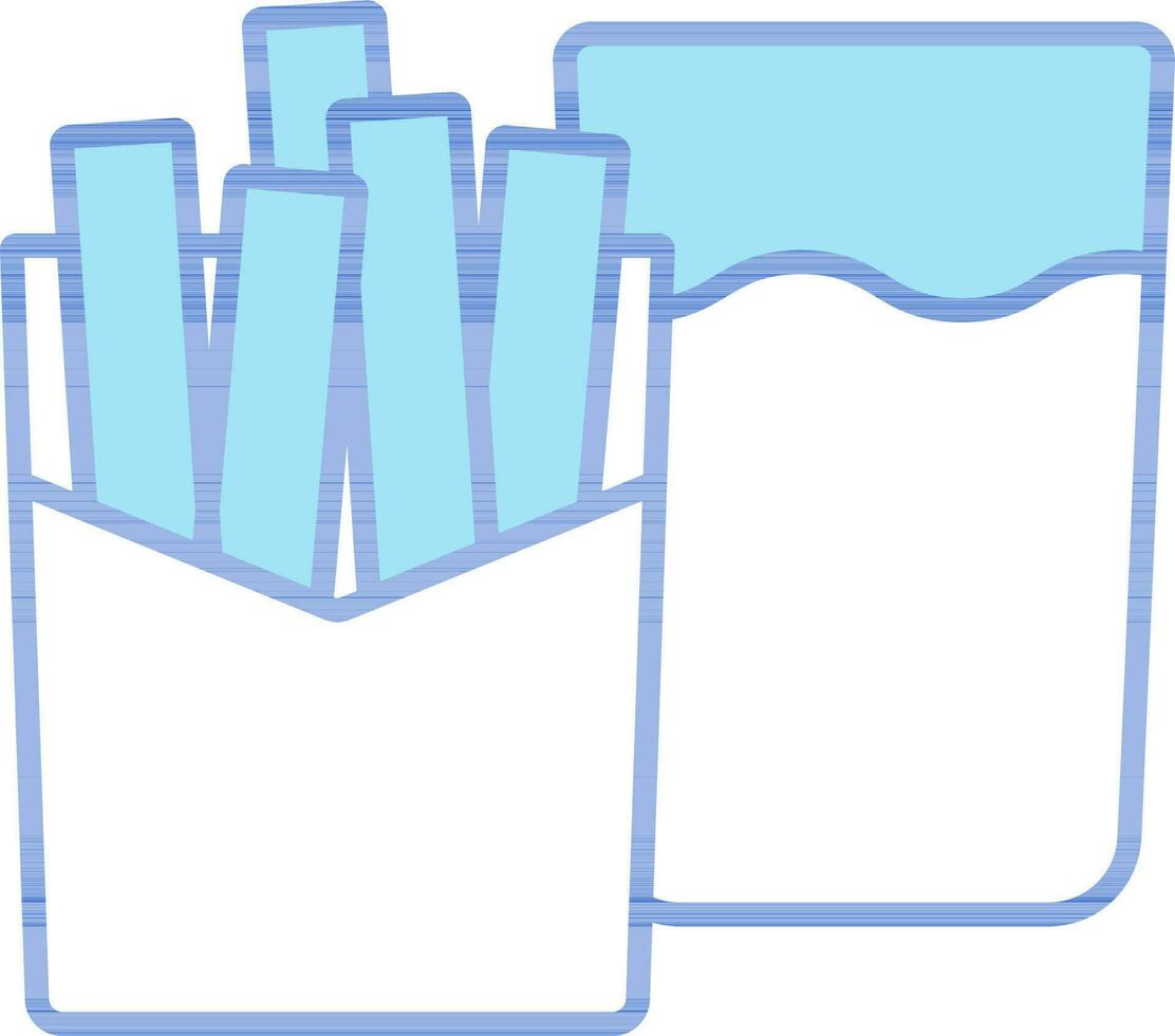 French Fries And Drink Glass Icon In Blue And White Color. vector