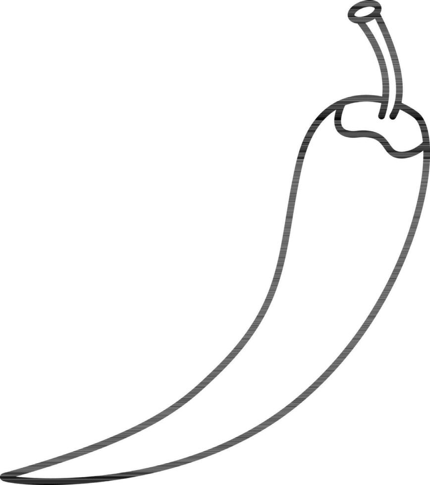 Black Outline Chilli Or Jalapeno Flat Icon. vector