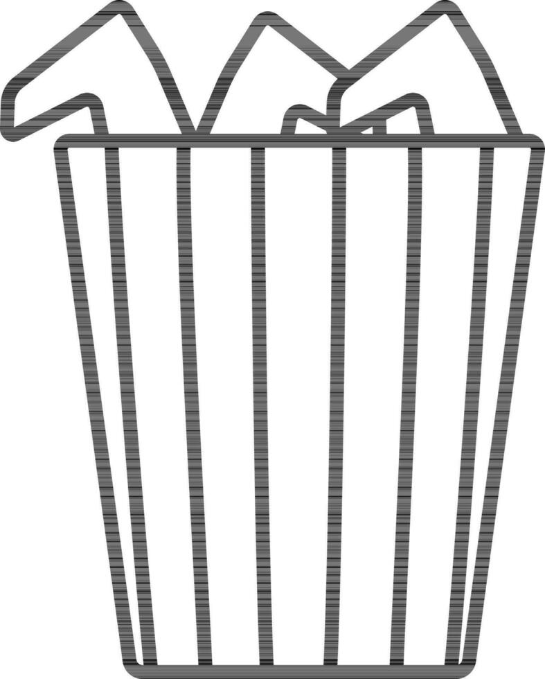 Bucket Of Chicken Wings Icon In Black Outline. vector