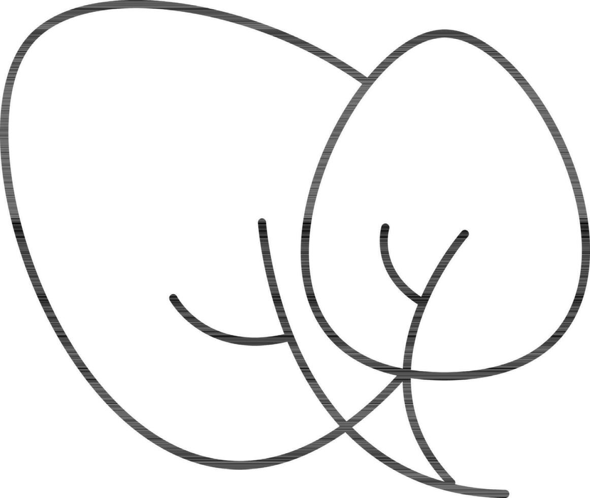 Black Line Art Illustration Of Spinach Icon. vector