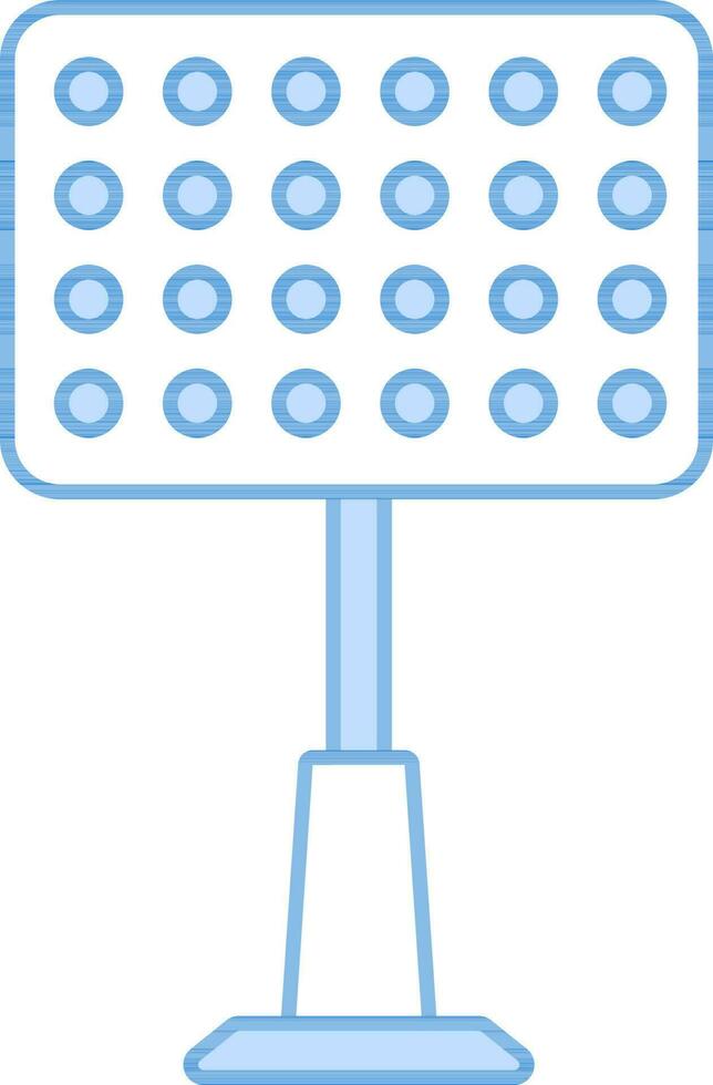 Stadium Lights Icon In Blue And White Color. vector