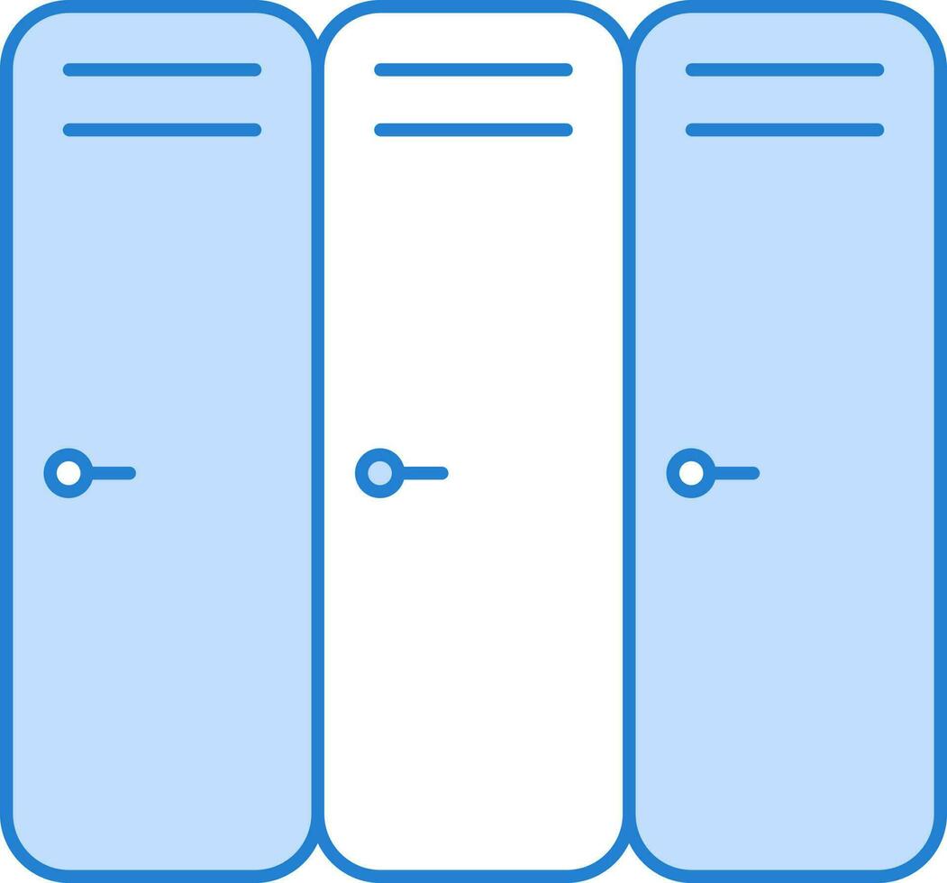 Flat Style Locker Icon In Blue And White Color. vector