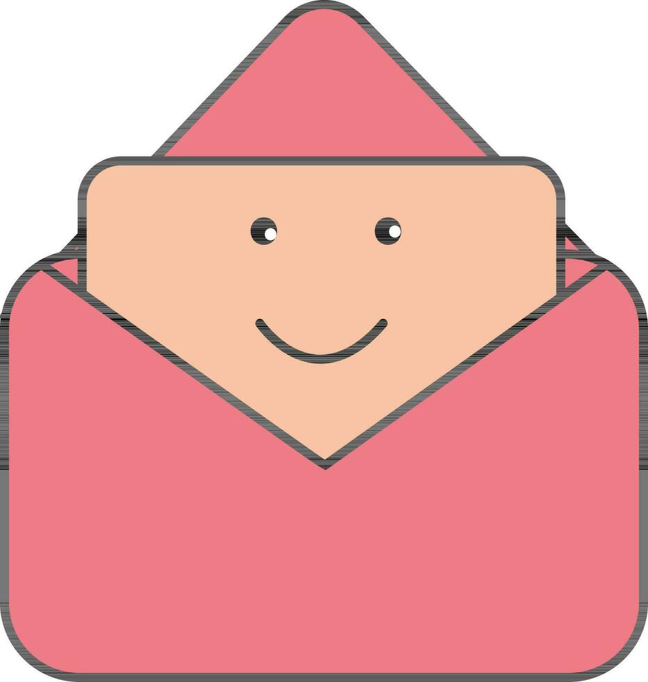 Open Envelope with Smiley Letter Icon in Pink Color. vector