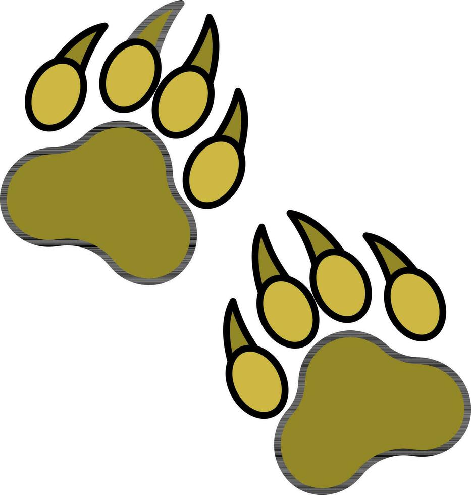 Fox Footprint Icon In Olive Color. vector