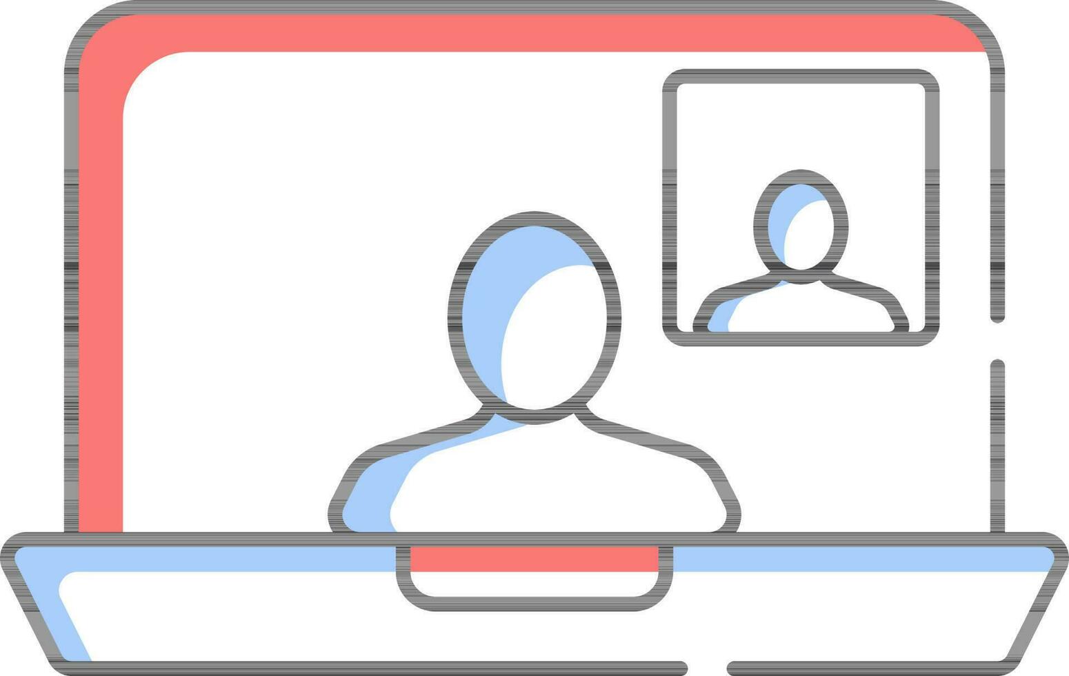 Video Calling In Laptop Screen Icon. vector