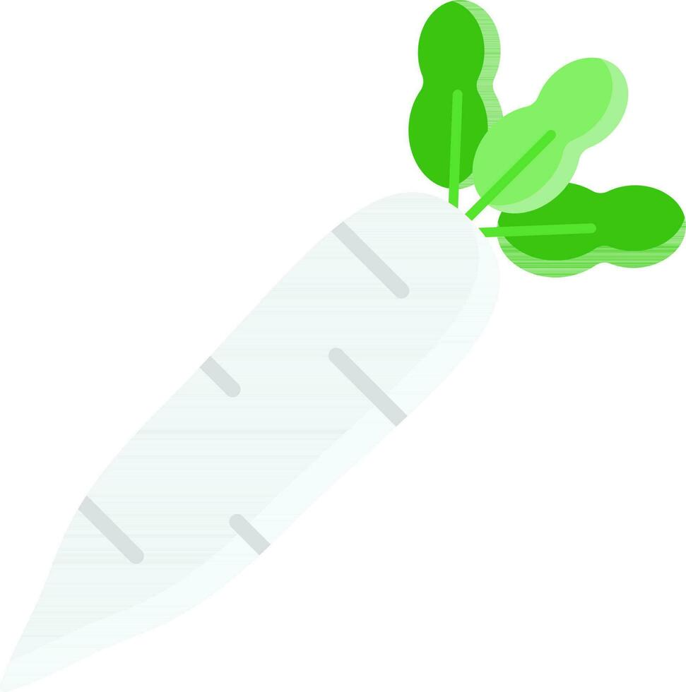 Radish With Leaves Icon In White And Green Color. vector