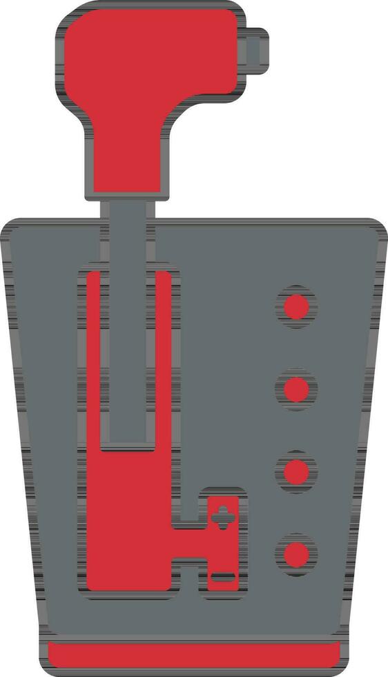 Gray And Red Automatic Gear Transmission Icon. vector