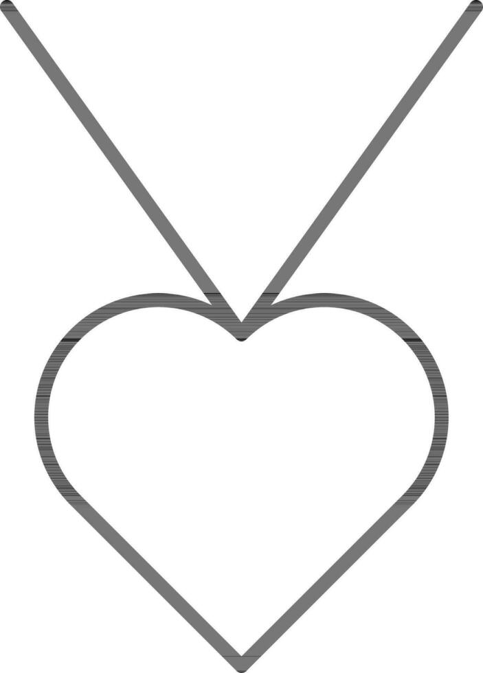 Heart Pendant Icon In Black Outline. vector