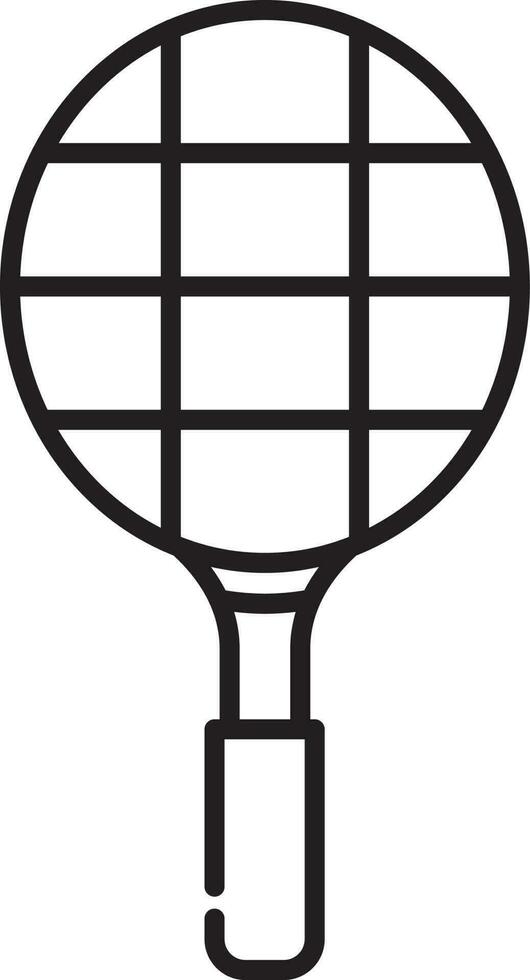 Tennis Racket In Black Line Art. vector