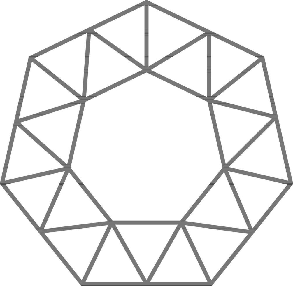 Black Line Art Asscher Gem Icon In Flat Style. vector