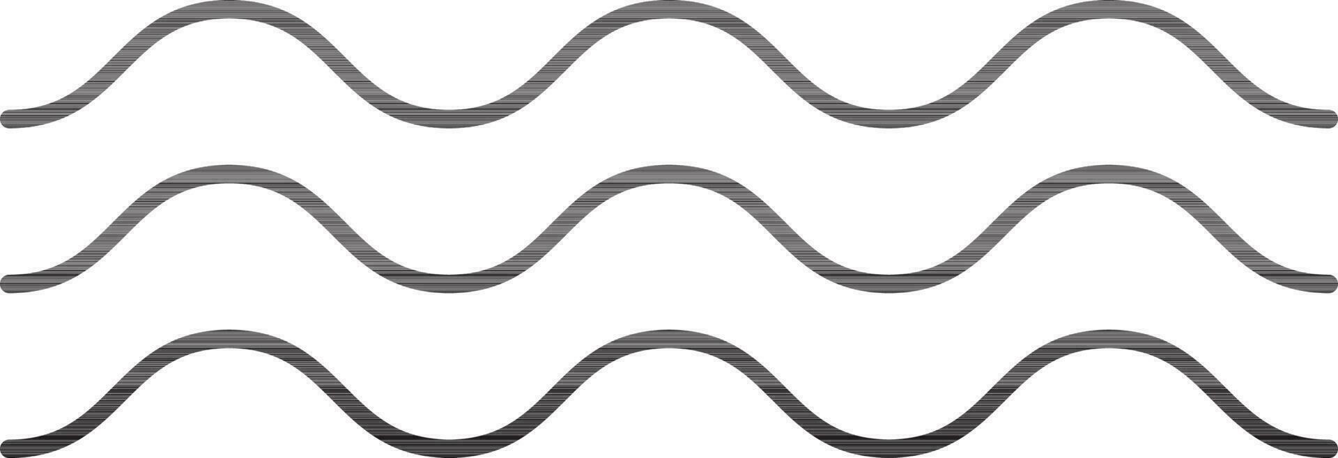 Flat Style Wave Icon In Black Line Art. vector