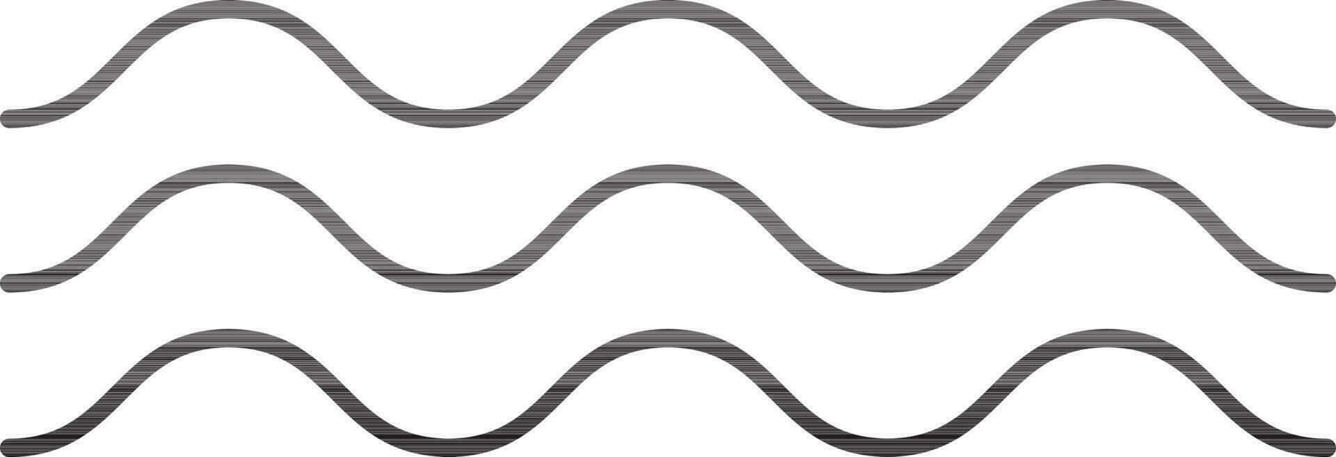 Flat Style Wave Icon In Black Line Art. vector