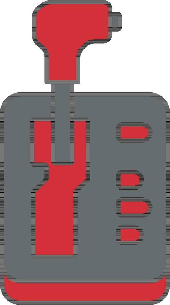 Automatic Gear Lever Icon In Gray And Red Color. vector