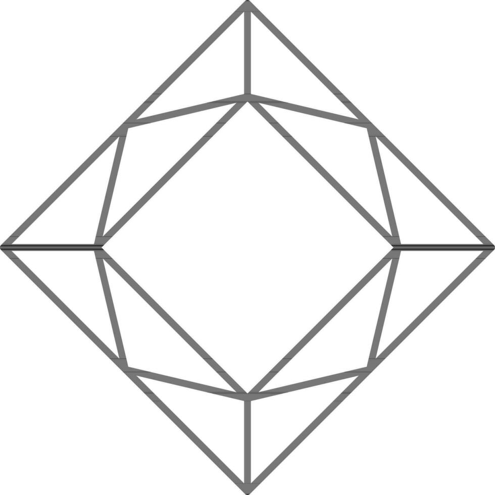 Gem Icon In Black Line Art. vector
