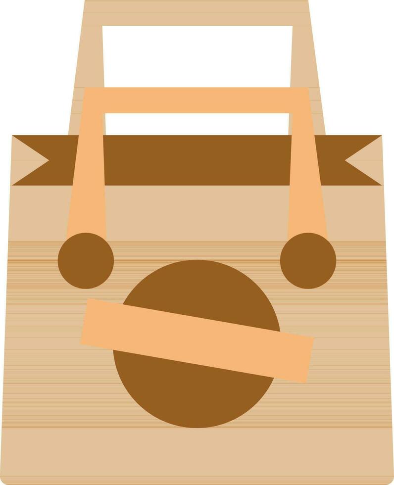 Stamp On Shopping Bag Brown Icon In Flat Style. vector