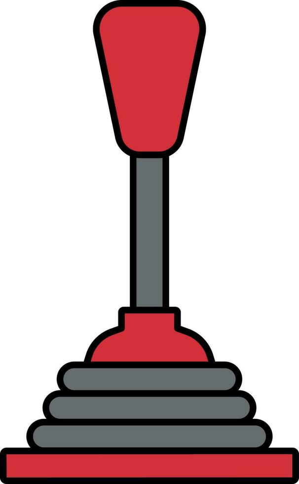 Illustration Of Manual Gear Stick Icon In Gray And Red Color. vector