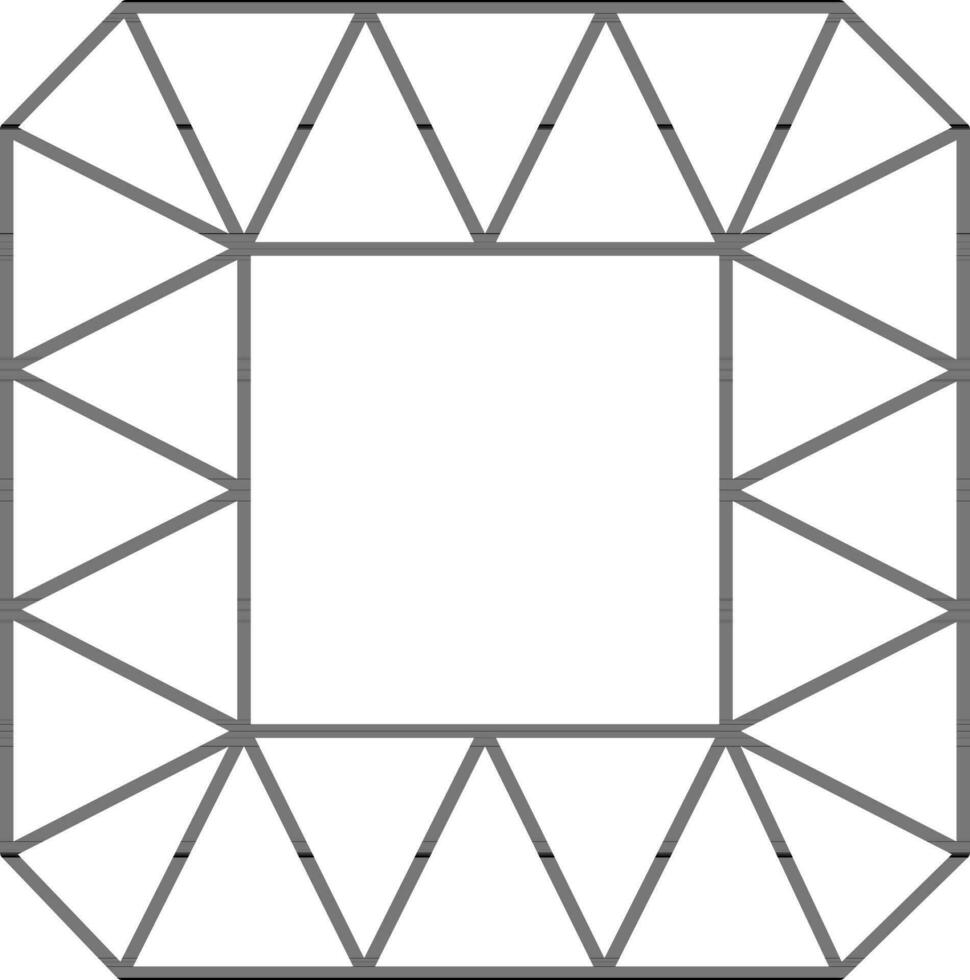 Isolated Cushion Gem Icon in Black Line Art. vector