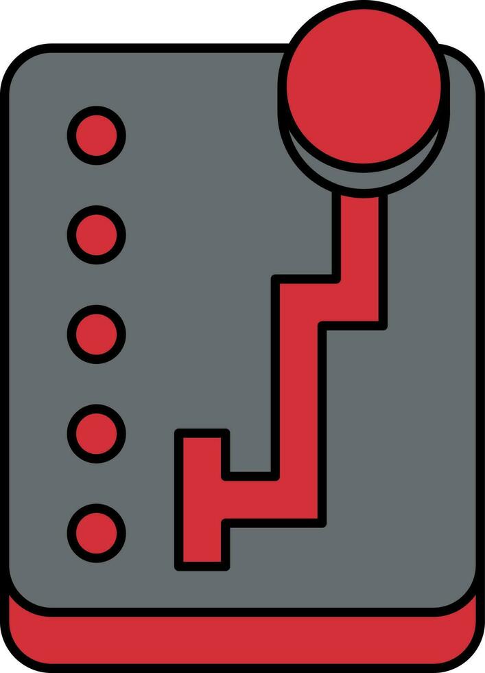 Auto Gear Lever Icon In Gray And Red Color. vector