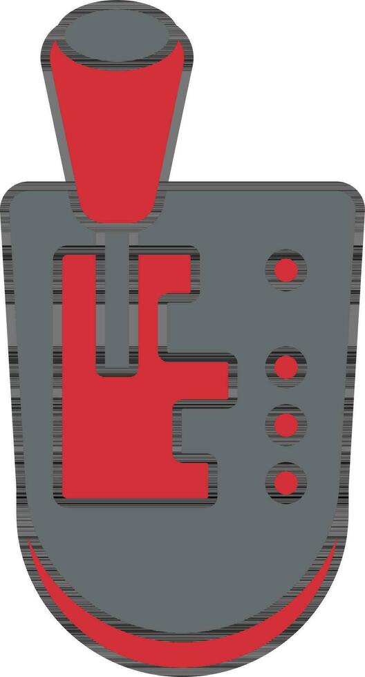 Isolated Gear Stick Icon In Gray And Red Color. vector