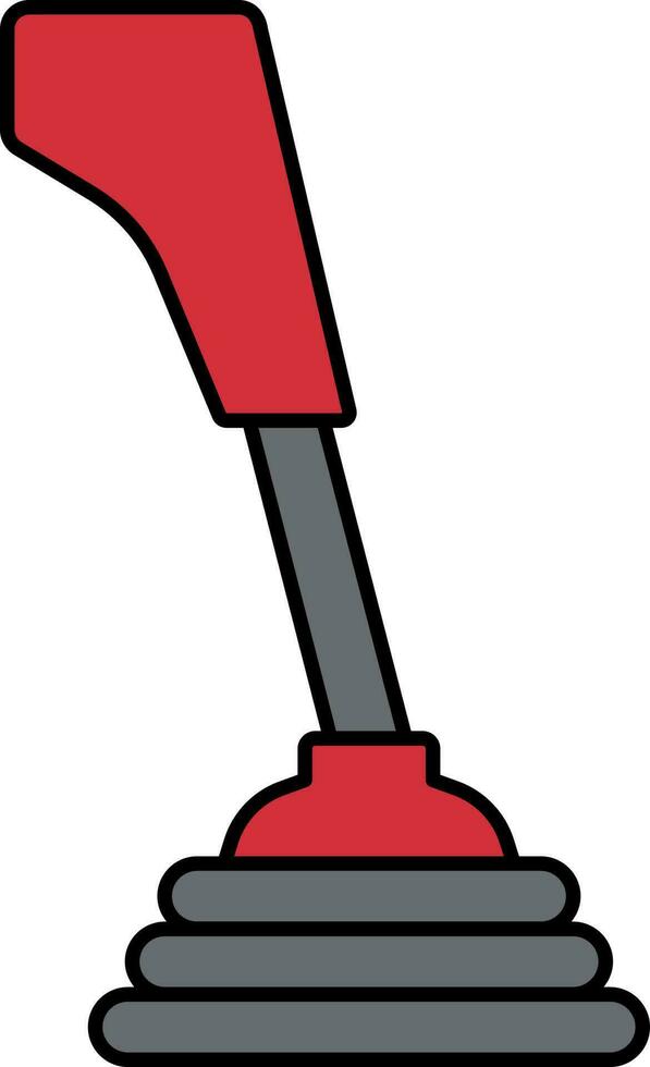 Illustration Of Gear Stick Icon In Gray And Red Color. vector