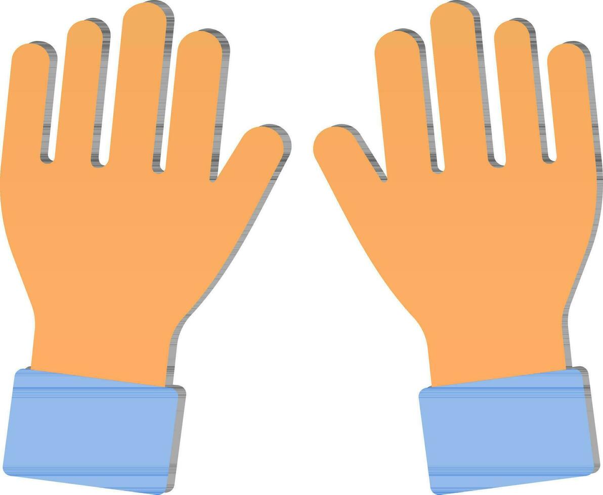 10 Finger Count Or Open Hand Orange And Blue Paper Cut Icon. vector