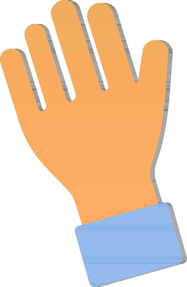 Paper Cut Style Stop Or Five Finger Count Hand Orange And Blue Color. vector