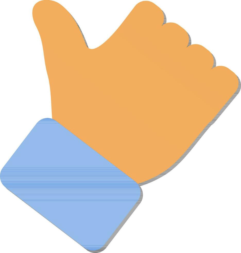 Orange And Blue Like Or Thumb Up Icon In Paper Cut Style. vector