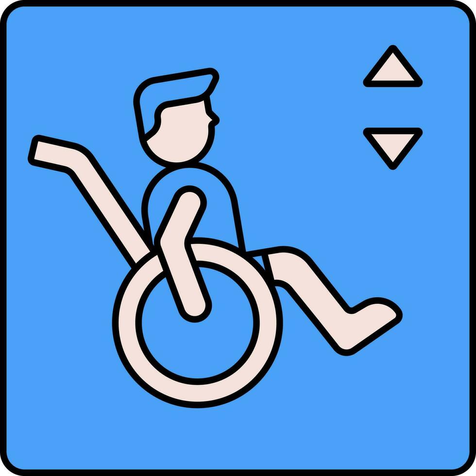 Disabled Elevator Icon In Blue And Pink Color. vector