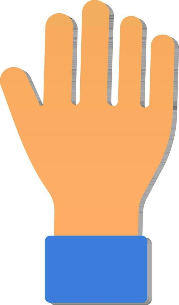 Orange And Blue Raised Hand Paper Cut Icon. vector