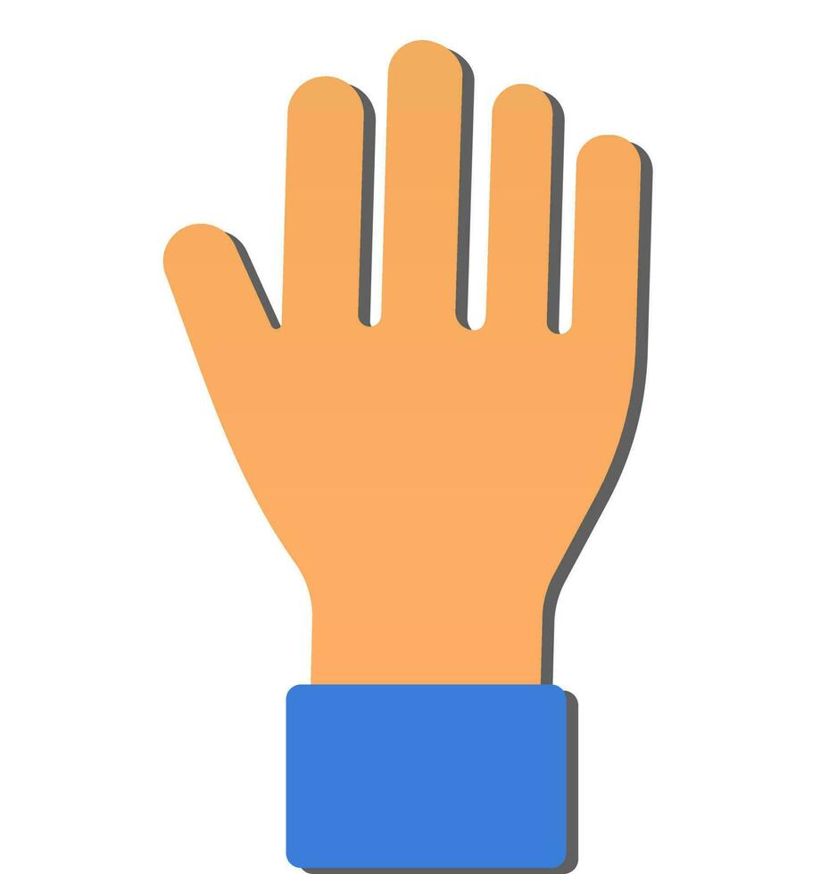 Orange And Blue Raised Hand Paper Cut Icon. vector