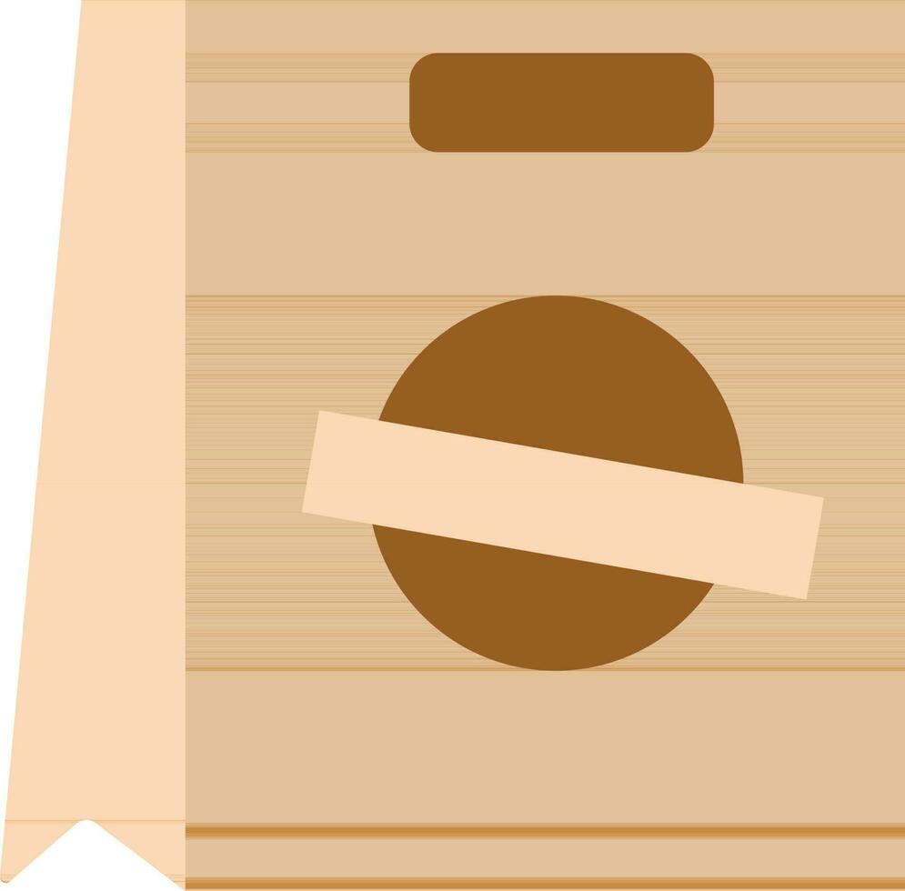 marrón sello paquete bolso plano icono o símbolo. vector