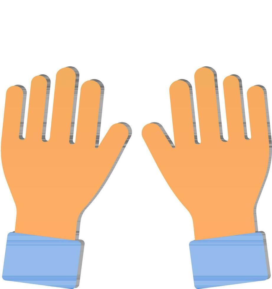 10 Finger Count Or Open Hand Orange And Blue Paper Cut Icon. vector