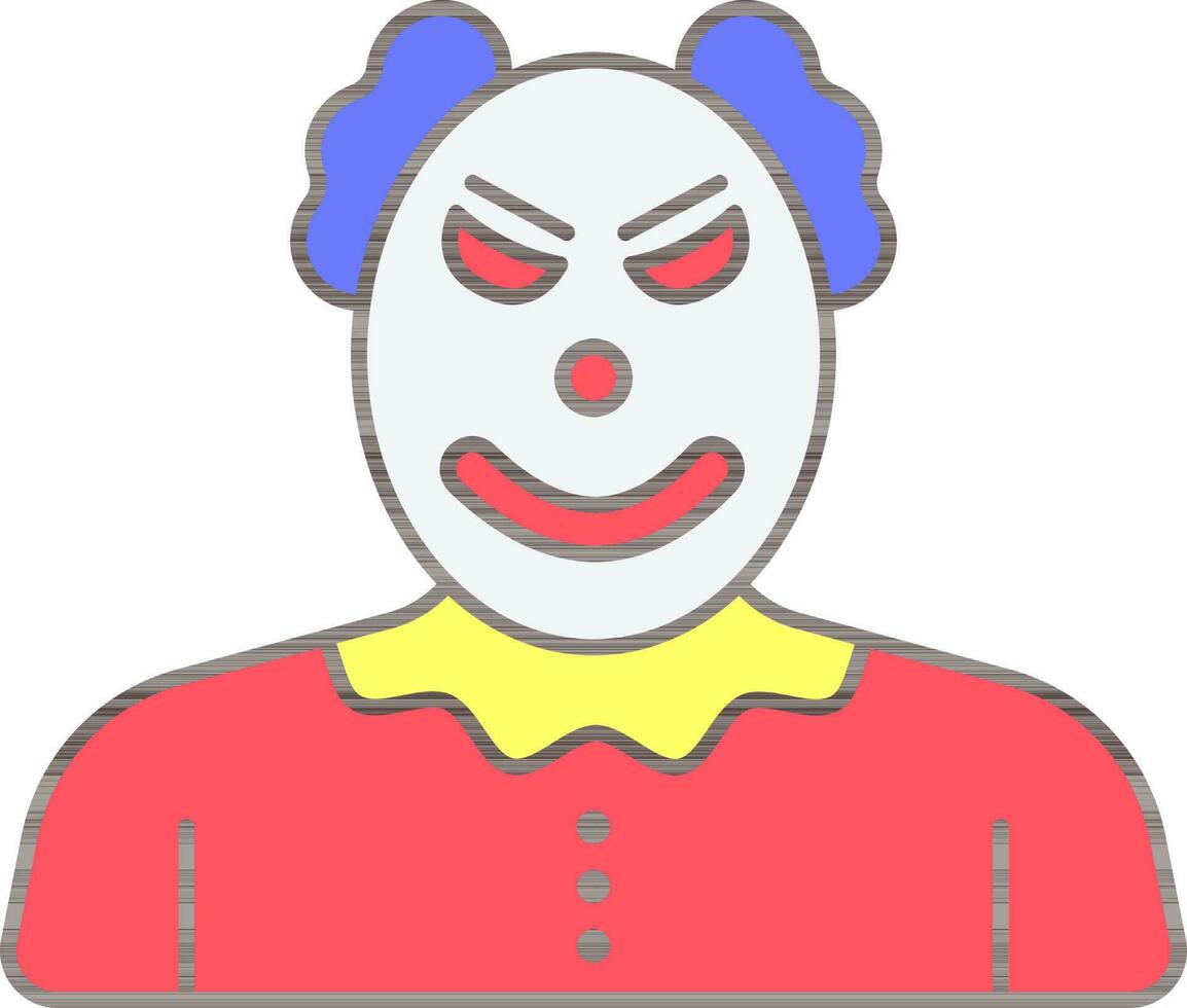 Clown Character Icon in Flat Style. vector