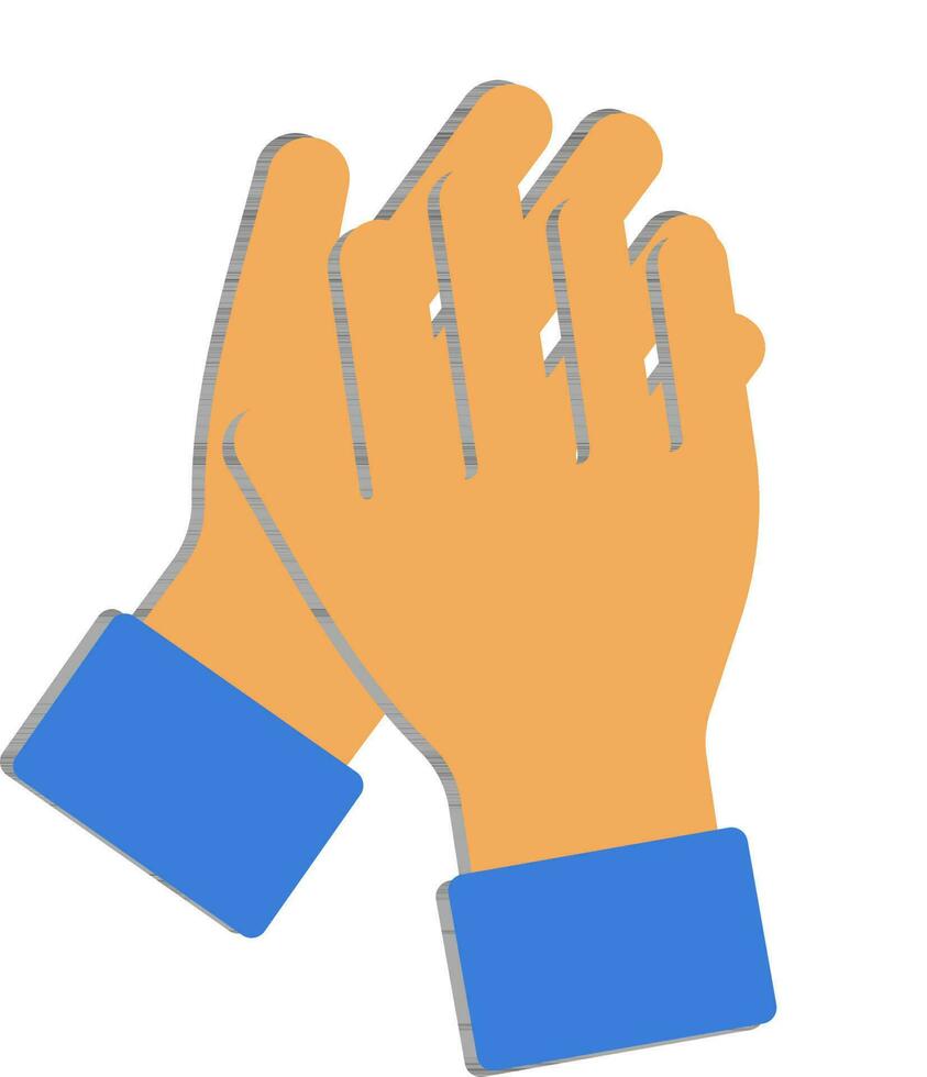 Orange And Blue Clapping Hand Paper Cut Icon. vector