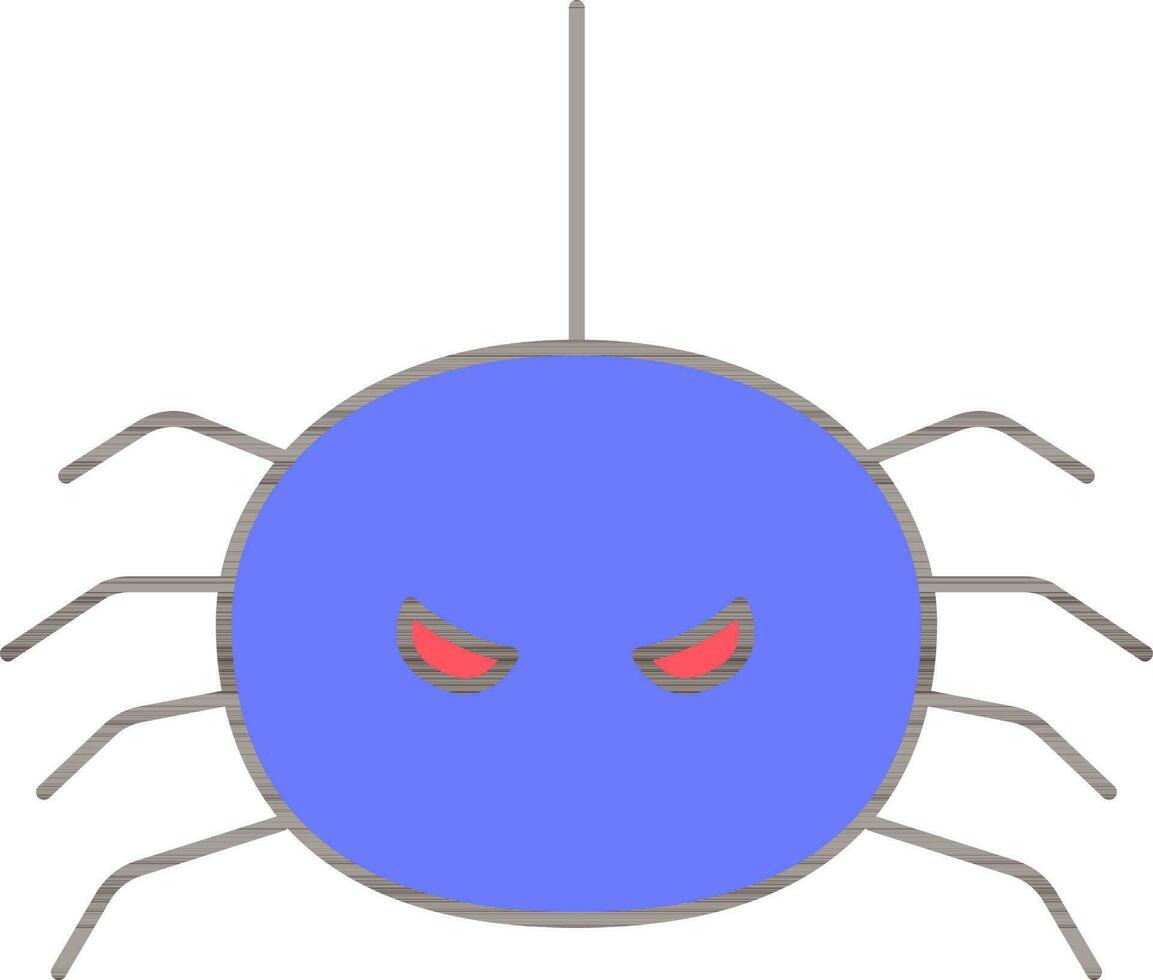 Scary Spider Icon In Blue Color. vector