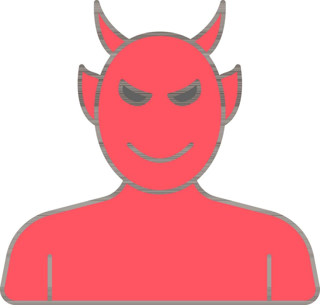 Devil Character Icon In Red Color. vector