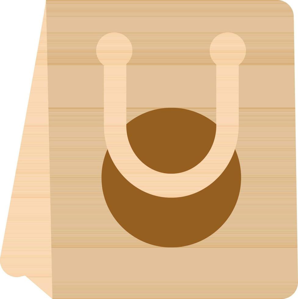 Brown Bag With Handle Icon In Flat Style. vector