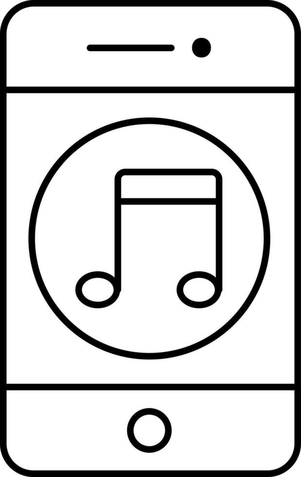 plano estilo música Nota en teléfono inteligente icono. vector