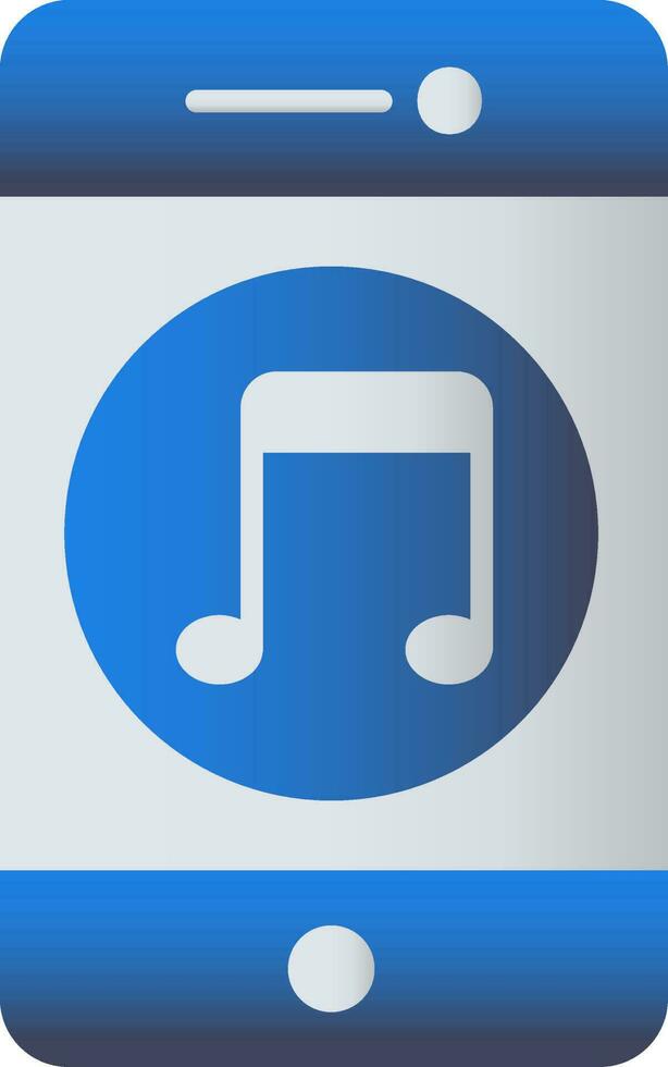 Blue Color Music Note In Smartphone Icon. vector