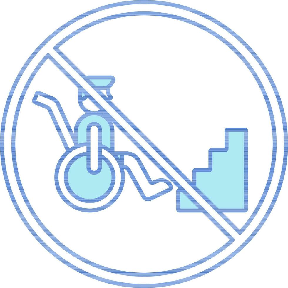 No Disabled People Allowed Icon In Blue And White Color. vector