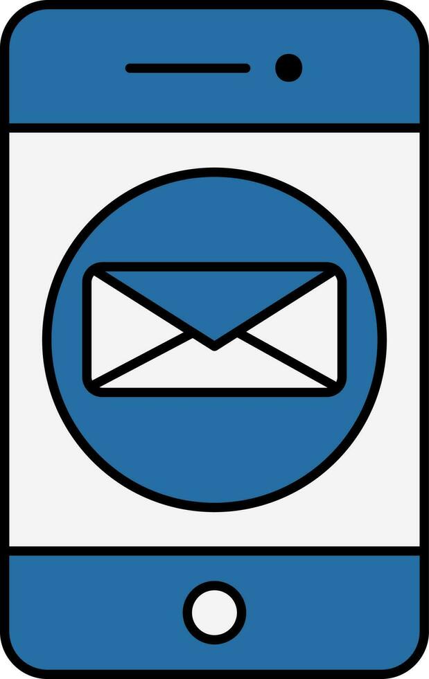Blue And White Color Email Or Message In Smartphone Icon. vector