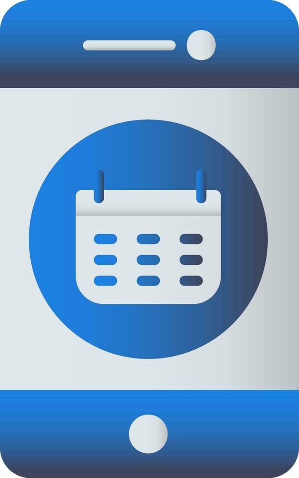 Blue Color Calendar In Smartphone Icon. vector