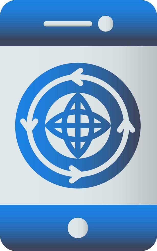 Blue Color Globe In Smartphone Icon. vector