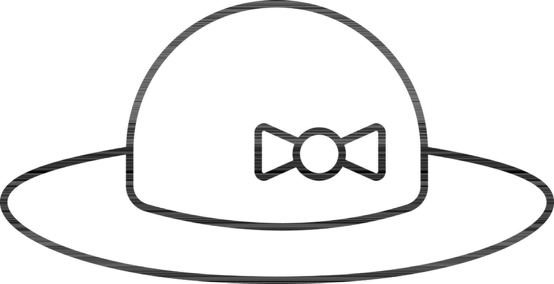 Vector Illustration of Pamela or Bowler Cap Icon in Line Art.