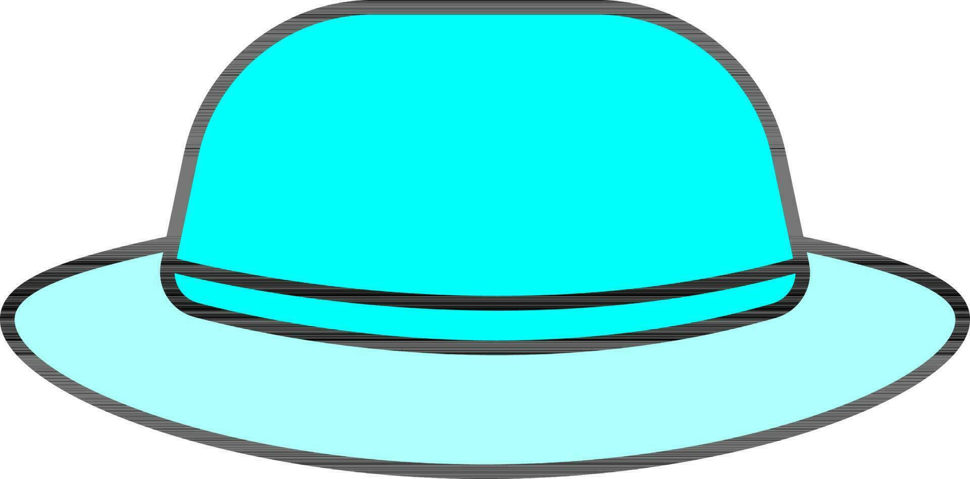 Vector Illustration of Cyan Color Fedora Cap Icon in Flat Style.