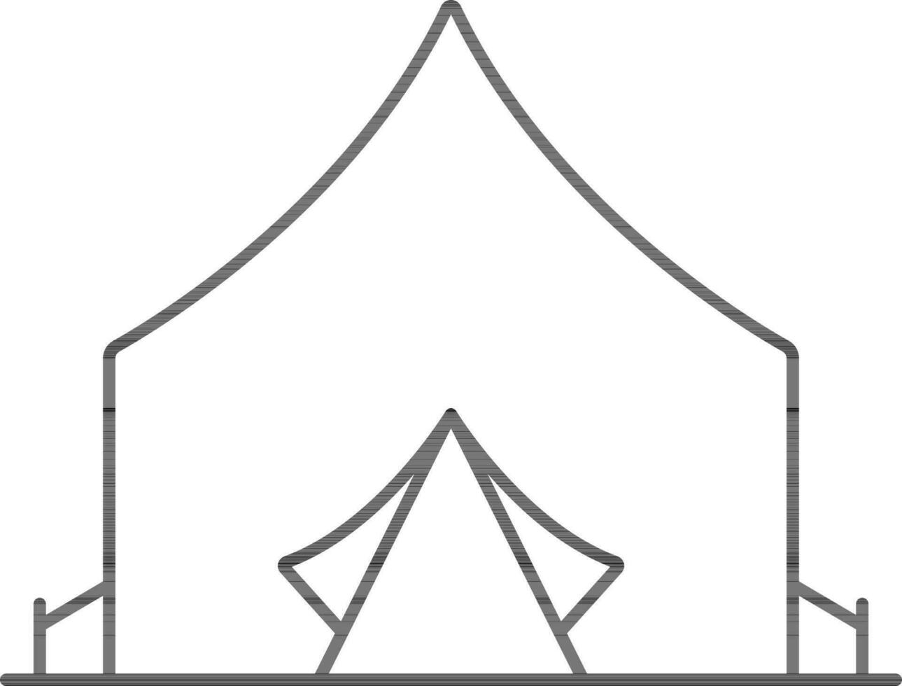 Black Outline Tent Icon on White Background. vector