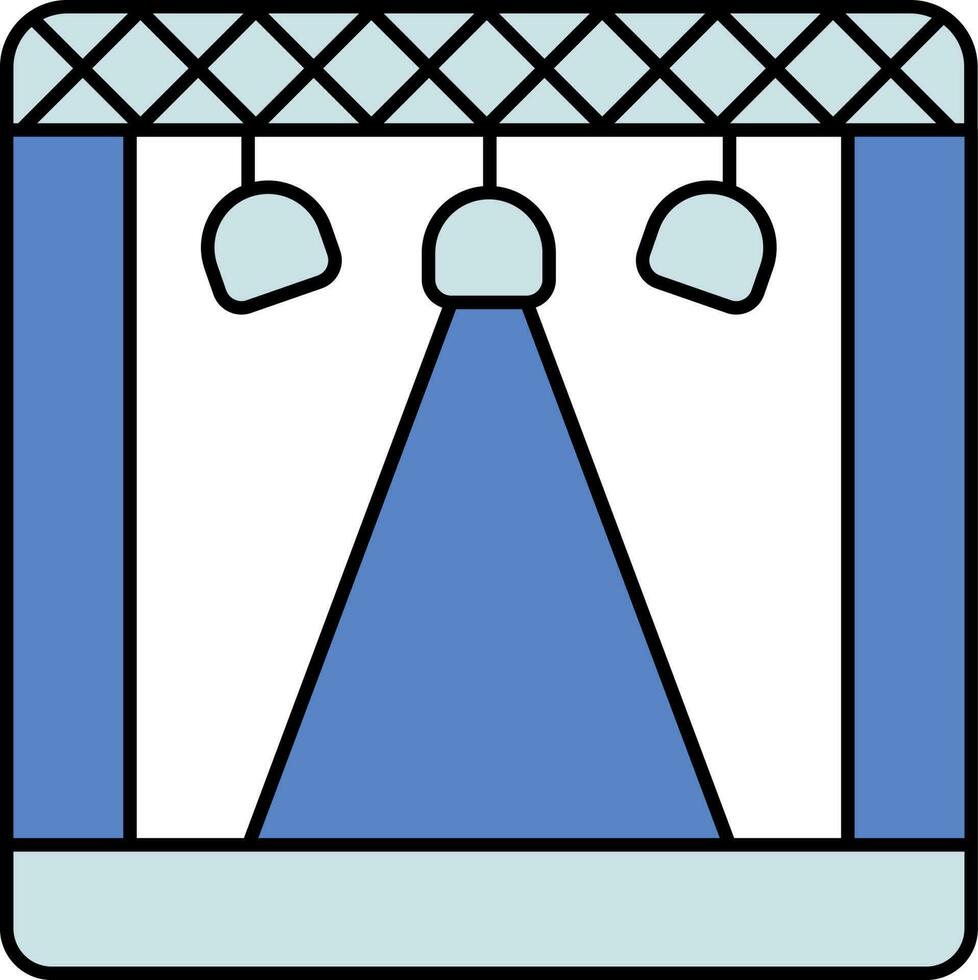 Party Stage Icon In Blue And White Color. vector