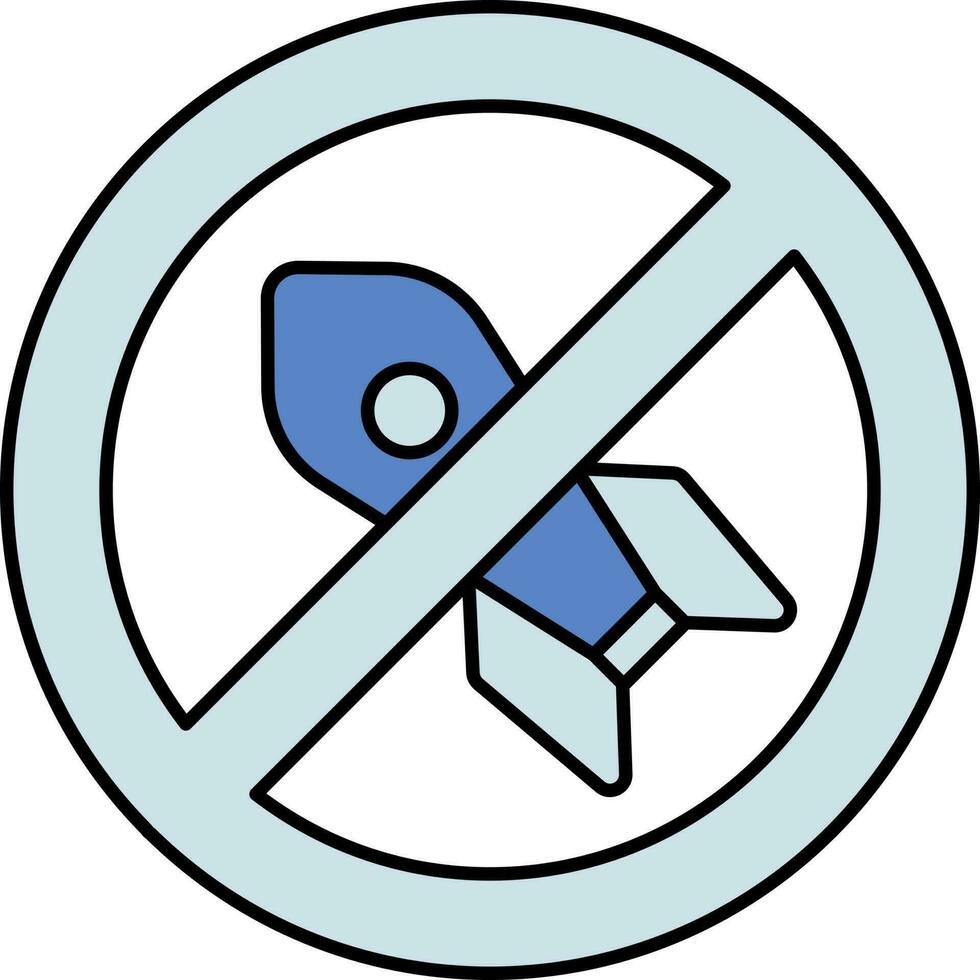 No Missile Or Stop War Icon In Blue Color. vector
